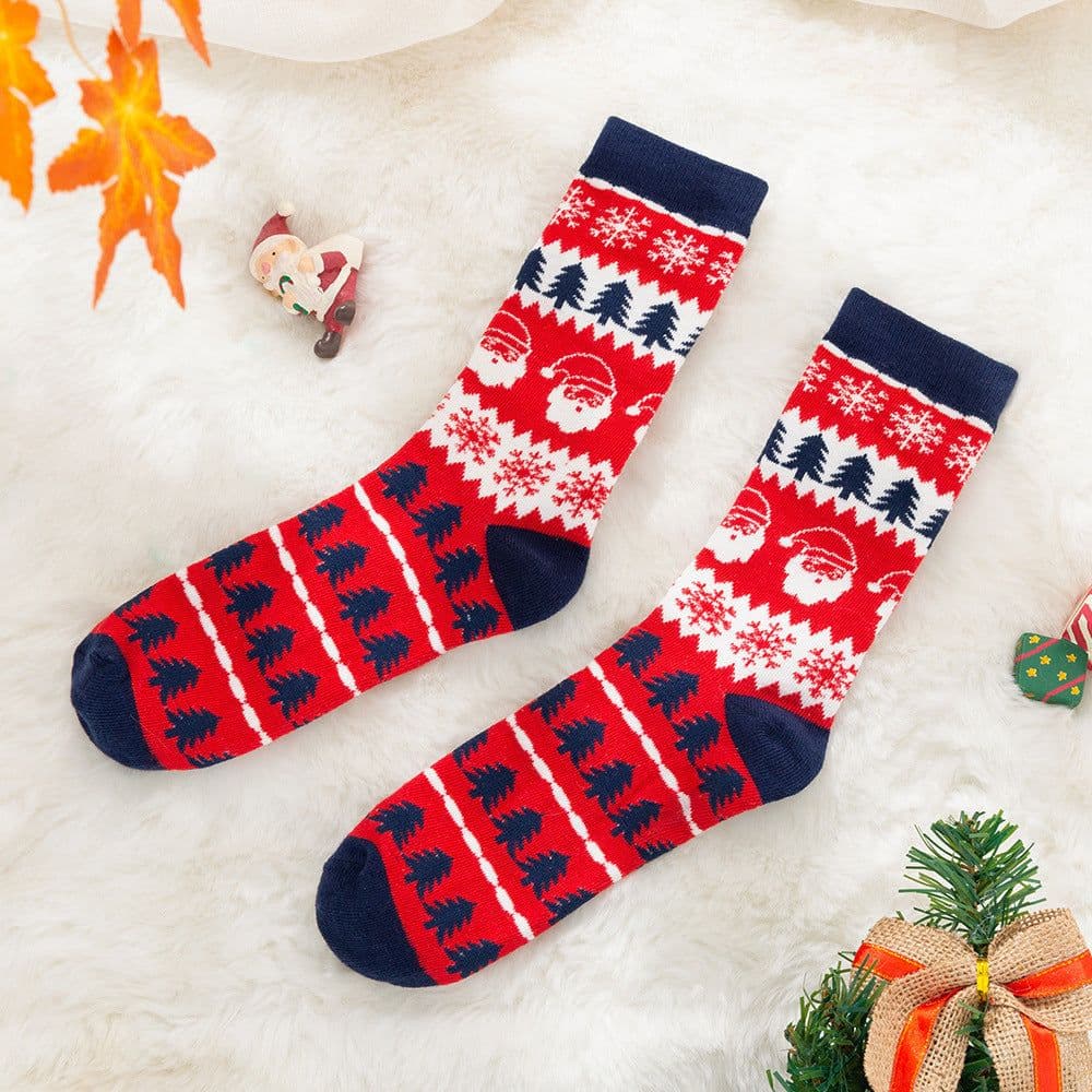 image-Mother Baby Parent-child Christmas Jacquard Short Stockings