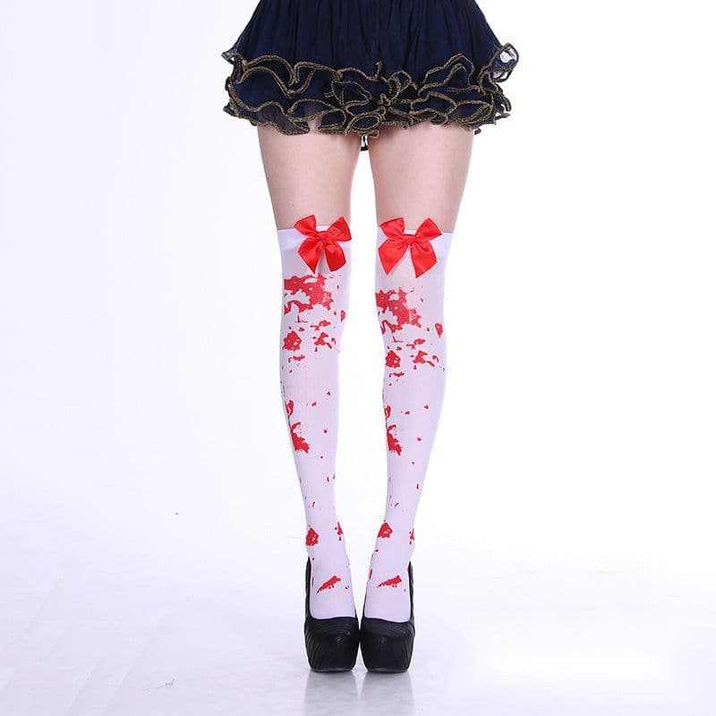 image-Fashion Halloween Candy Color Bowknot Stockings Costume Props