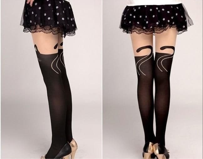 image-Harajuku Fake High Tube Cute Cat Pantyhose