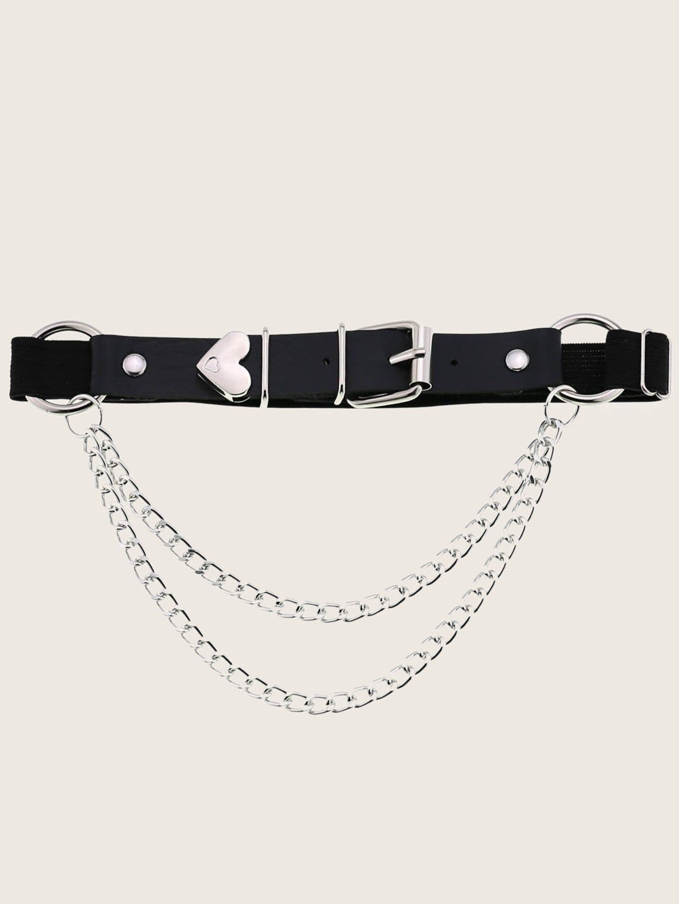 image-A Sex Heart Chain Elastic Leather Irregular Garter Belt