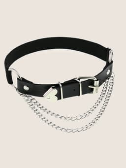 image-A Sex Heart Chain Elastic Leather Irregular Garter Belt