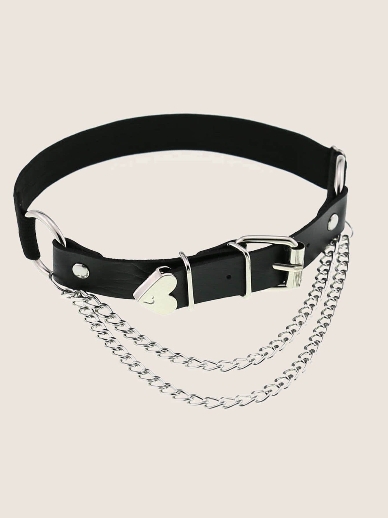 image-A Sex Heart Chain Elastic Leather Irregular Garter Belt
