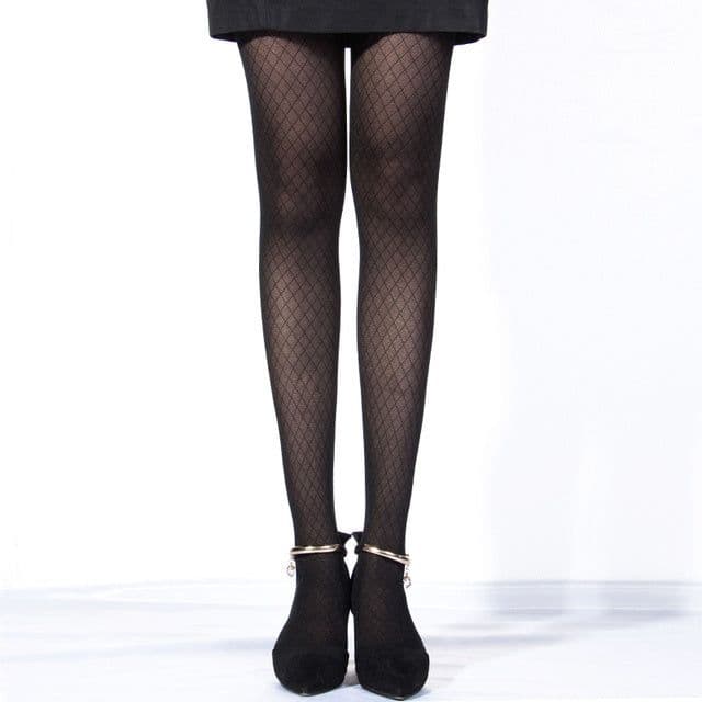 image-Sexy Women Tights Over Knee Double Stripe Sheer Black