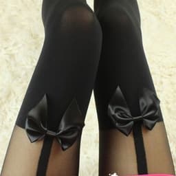 image-Sexy Women Tights Over Knee Double Stripe Sheer Black