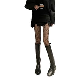 image-Women's Sexy Black Silk Fishnet Pantyhose With Thin Legs