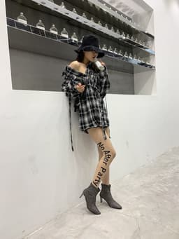 image-Trendy Brand English Alphabet Printing Translucent Anti-hook Pantyhose