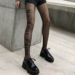 image-Trendy Brand English Alphabet Printing Translucent Anti-hook Pantyhose