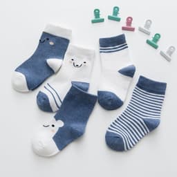 image-Cartoon Cute Bear Striped Cotton Baby Socks