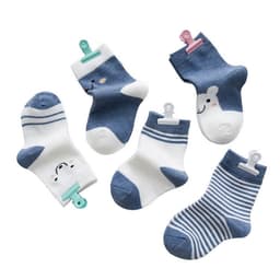 image-Cartoon Cute Bear Striped Cotton Baby Socks