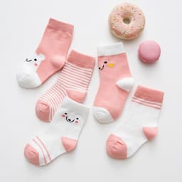 image-Cartoon Cute Bear Striped Cotton Baby Socks