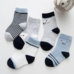 image-Cartoon Cute Bear Striped Cotton Baby Socks