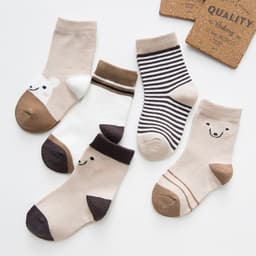 image-Cartoon Cute Bear Striped Cotton Baby Socks
