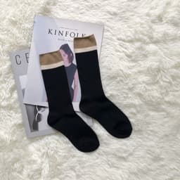 image-Color Matching Trendy Socks Japanese Cute Retro Pile Socks