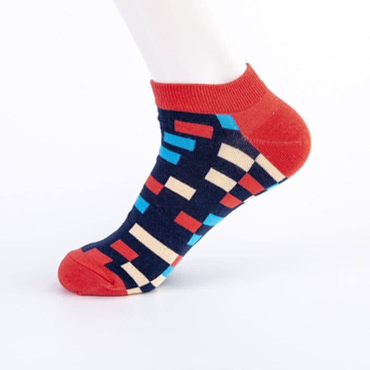 image-Men's Socks Trend New Geometric Series Boat Socks
