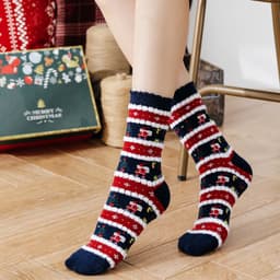 image-New European And American Socks Christmas Socks Women's Autumn And Winter Plush Socks Christmas Socks Women's Socks Mid Calf Socks Cross Border Christmas Socks