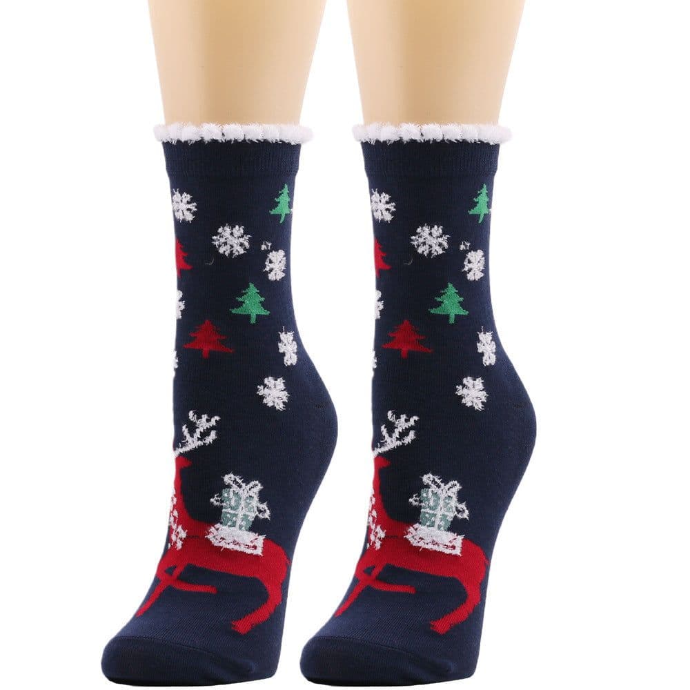 image-New European And American Socks Christmas Socks Women's Autumn And Winter Plush Socks Christmas Socks Women's Socks Mid Calf Socks Cross Border Christmas Socks