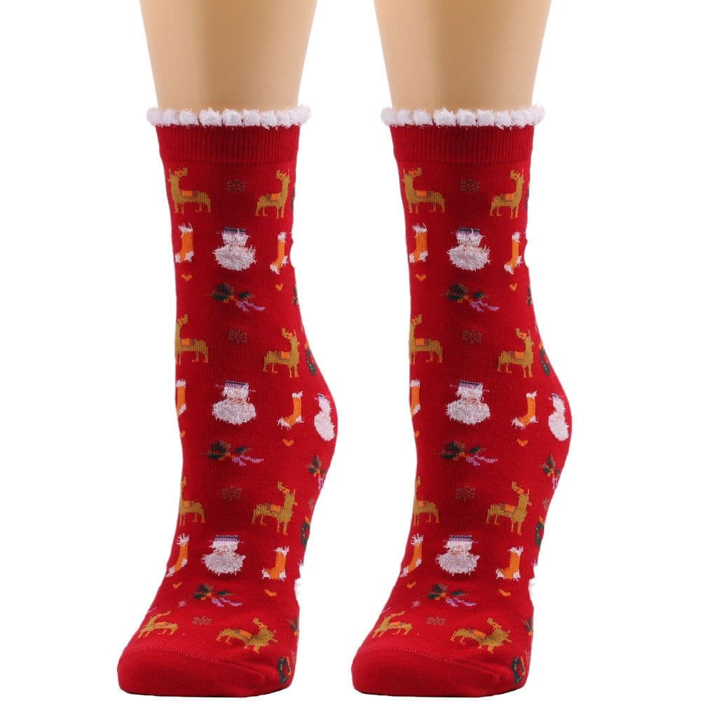 image-New European And American Socks Christmas Socks Women's Autumn And Winter Plush Socks Christmas Socks Women's Socks Mid Calf Socks Cross Border Christmas Socks