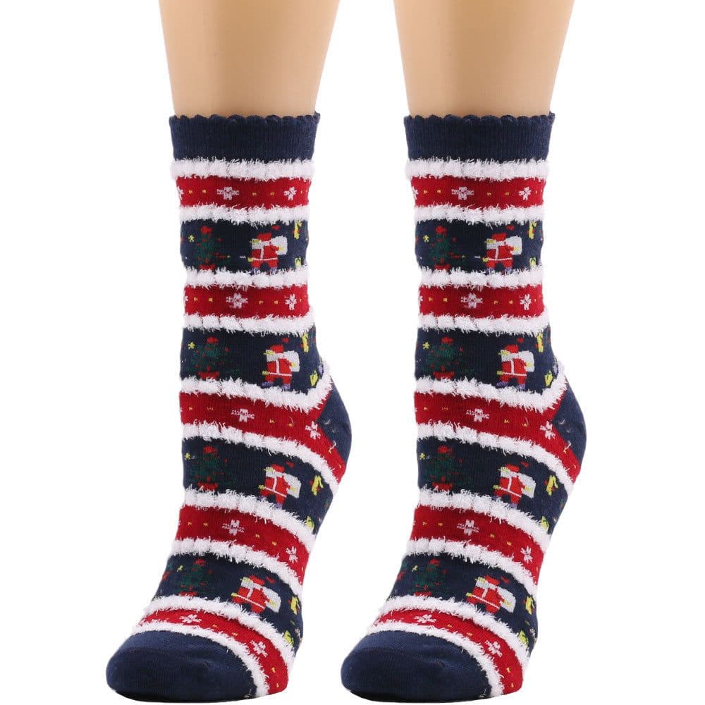image-New European And American Socks Christmas Socks Women's Autumn And Winter Plush Socks Christmas Socks Women's Socks Mid Calf Socks Cross Border Christmas Socks
