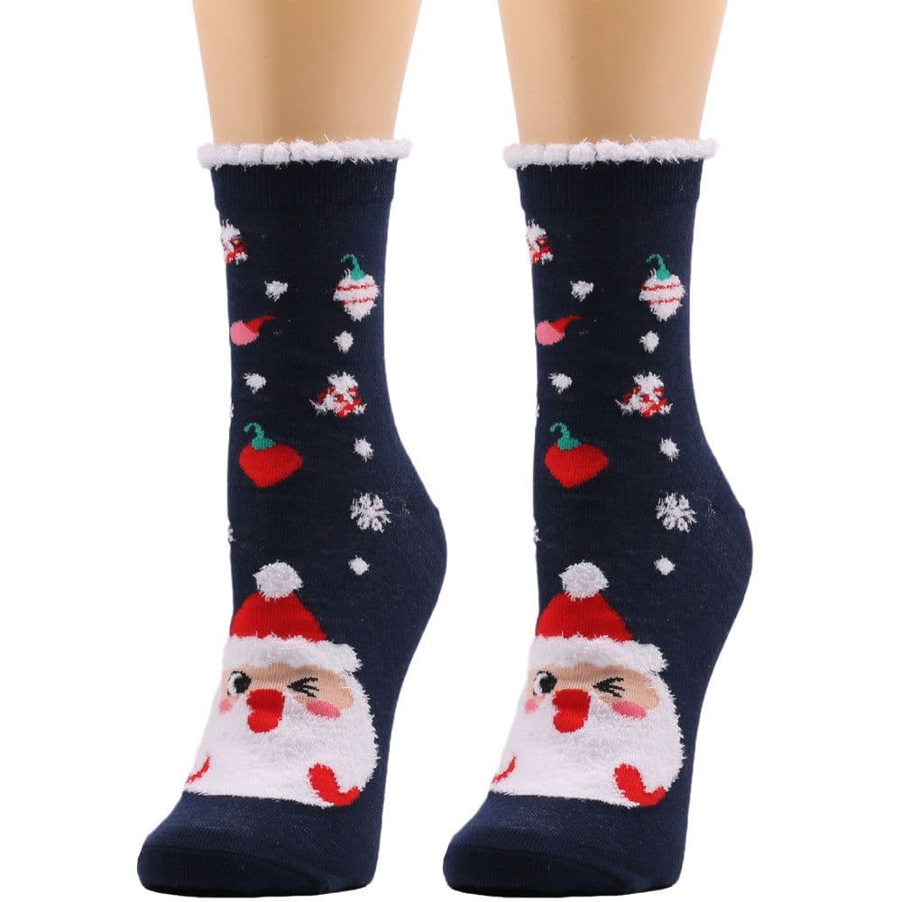 image-New European And American Socks Christmas Socks Women's Autumn And Winter Plush Socks Christmas Socks Women's Socks Mid Calf Socks Cross Border Christmas Socks