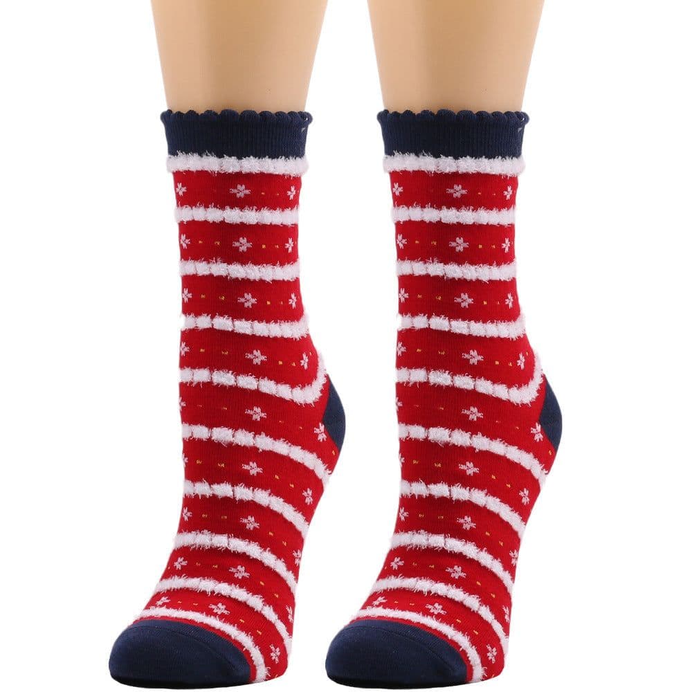 image-New European And American Socks Christmas Socks Women's Autumn And Winter Plush Socks Christmas Socks Women's Socks Mid Calf Socks Cross Border Christmas Socks