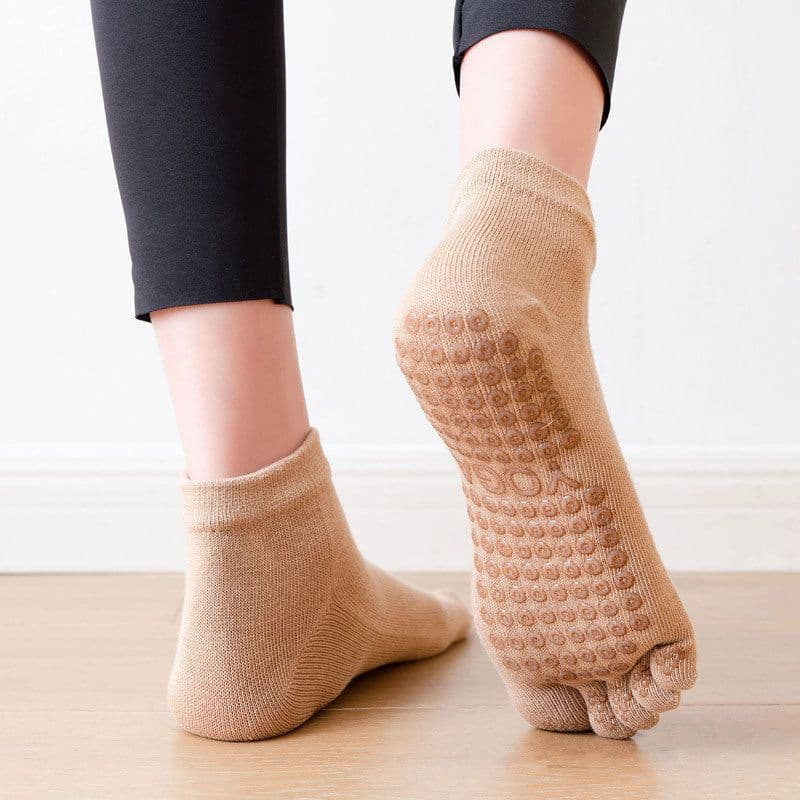 image-Combed Cotton All-inclusive Five-finger Socks Dot Glue Dance Yoga Socks
