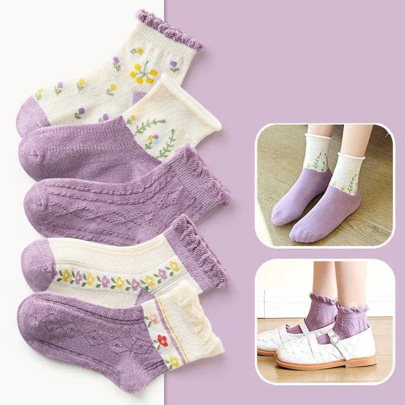 image-Children's Socks Mesh Forest Floral Cotton Breathable Socks