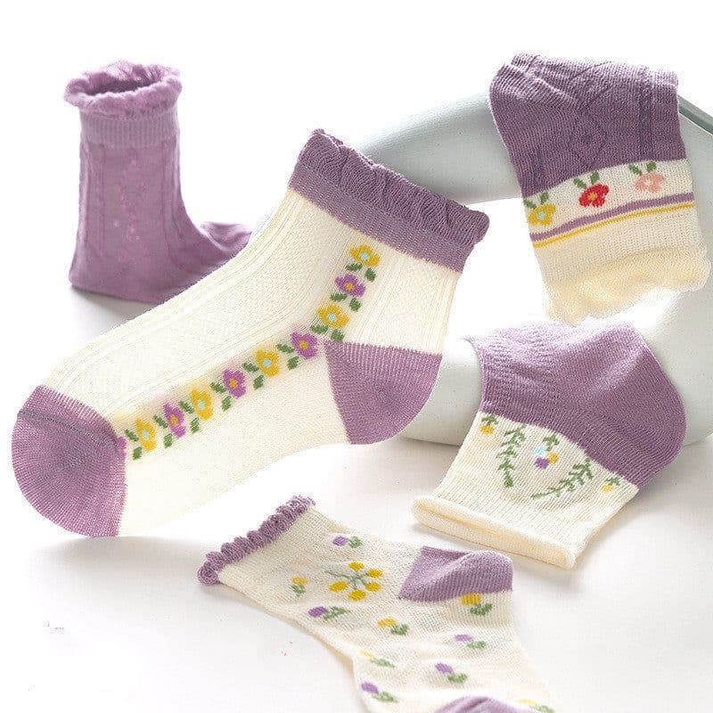 image-Children's Socks Mesh Forest Floral Cotton Breathable Socks