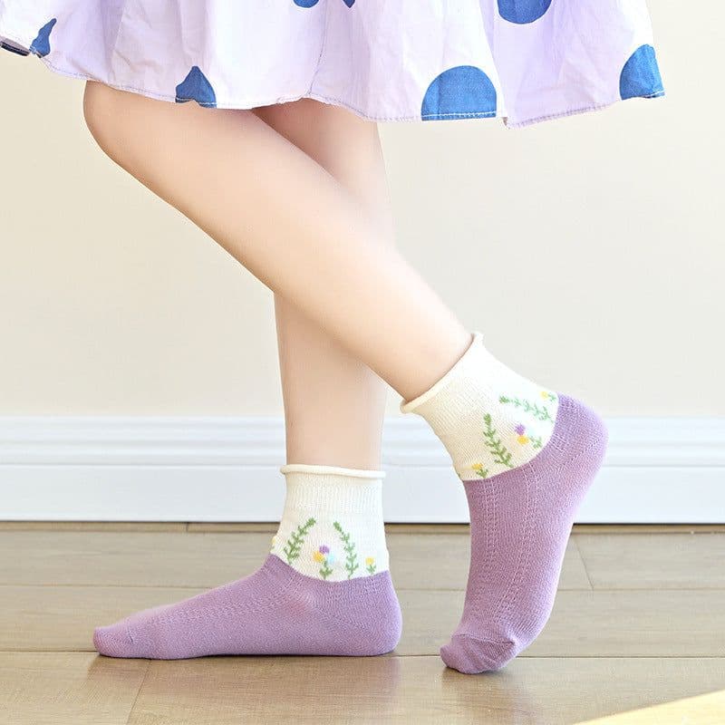 image-Children's Socks Mesh Forest Floral Cotton Breathable Socks