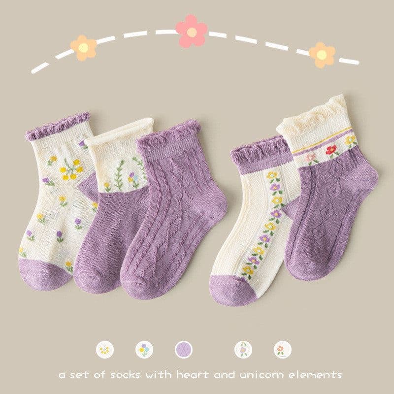 image-Children's Socks Mesh Forest Floral Cotton Breathable Socks