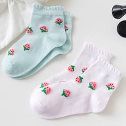 image-Strawberry Socks Children's Thin Socks Girls Medium Tube
