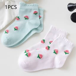 image-Strawberry Socks Children's Thin Socks Girls Medium Tube
