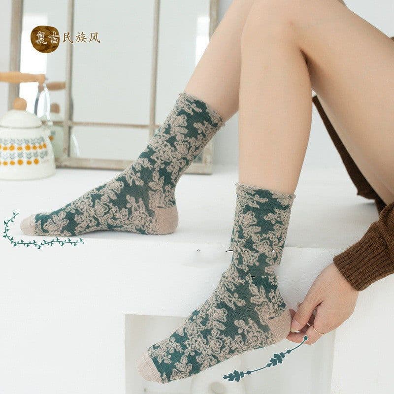 image-Socks Women's Socks Retro Ethnic Style Floral