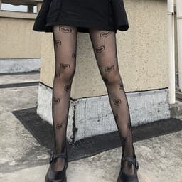 image-Lace White Stockings Pantyhose Women's Japanese Rose Long Tube