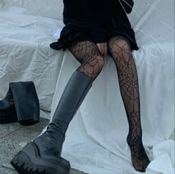 image-Lace White Stockings Pantyhose Women's Japanese Rose Long Tube
