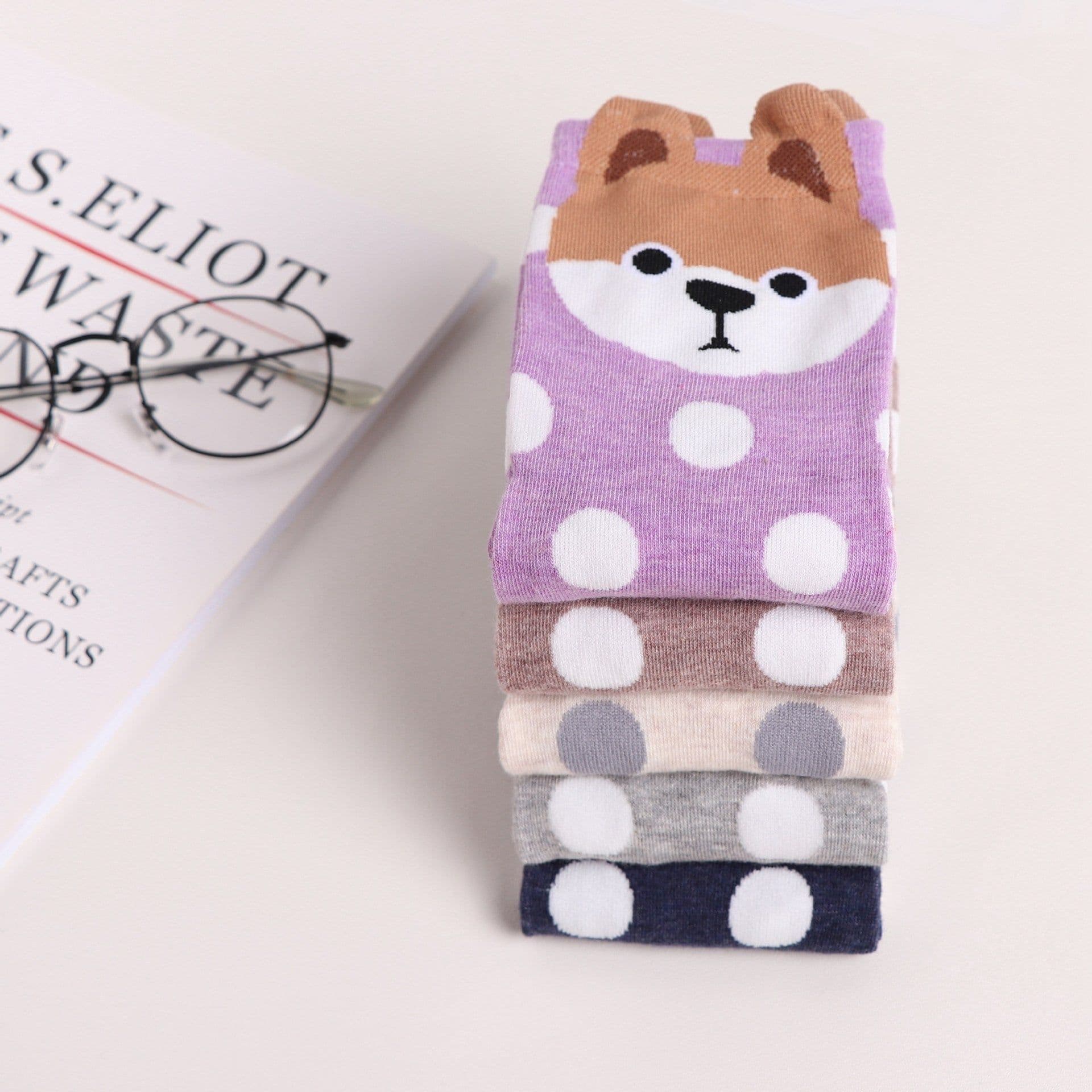 image-Cartoon Straight Women's Socks Animal Cute Women's Socks