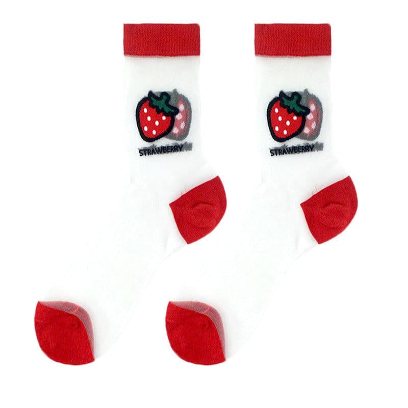image-Thin Mid Tube Fashion Style Flower Forest Glass Stockings