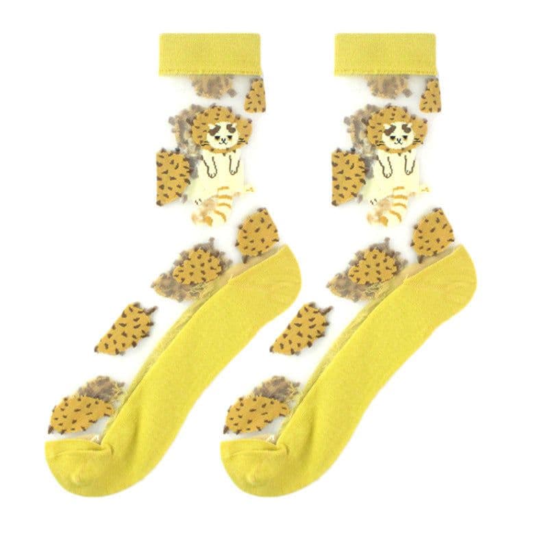 image-Thin Mid Tube Fashion Style Flower Forest Glass Stockings