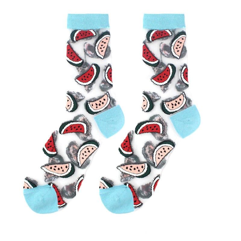 image-Thin Mid Tube Fashion Style Flower Forest Glass Stockings