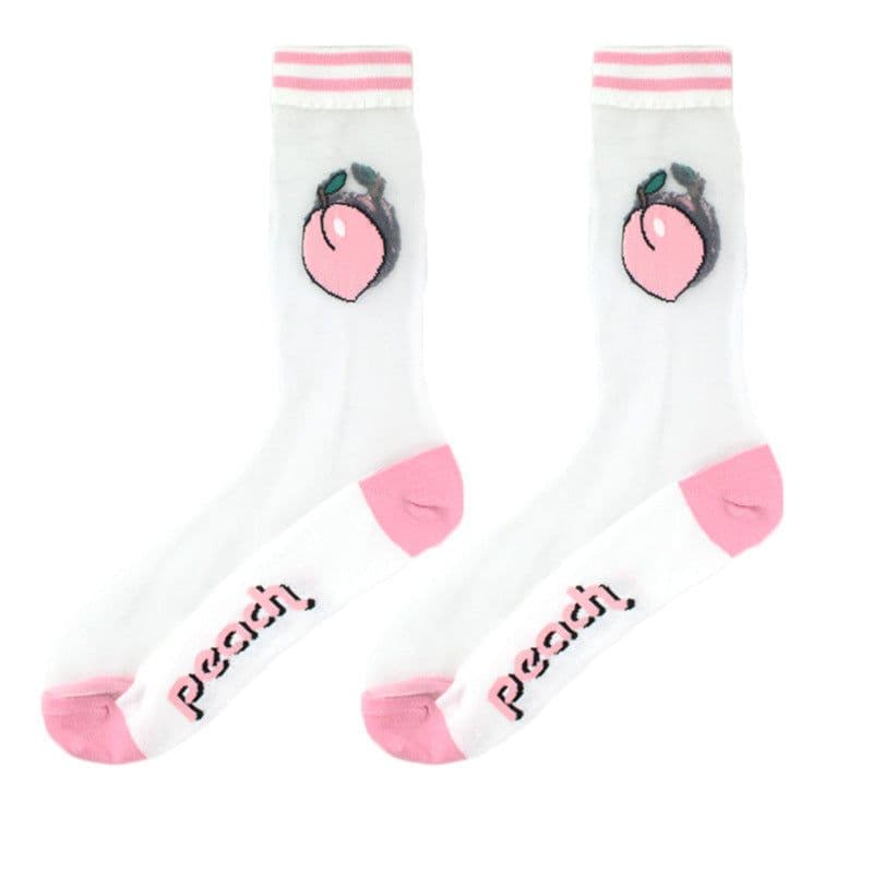image-Thin Mid Tube Fashion Style Flower Forest Glass Stockings