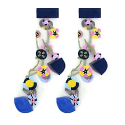 image-Thin Mid Tube Fashion Style Flower Forest Glass Stockings