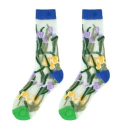 image-Thin Mid Tube Fashion Style Flower Forest Glass Stockings