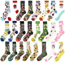 image-Thin Mid Tube Fashion Style Flower Forest Glass Stockings