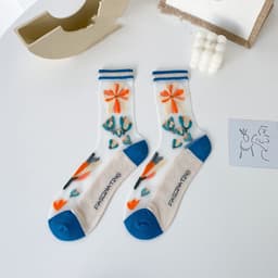 image-Small Flower Socks Breathable Glass Silk Ladies Cotton Socks