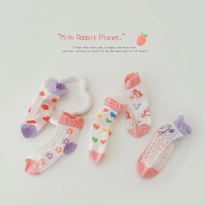 image-Cotton Bubble Mouth Lace Girls Socks