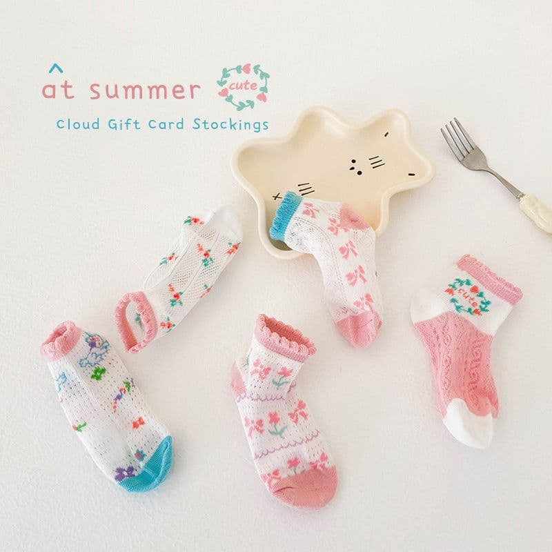 image-Cotton Bubble Mouth Lace Girls Socks