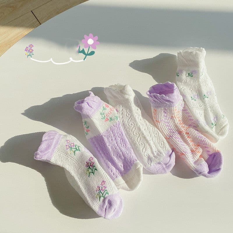 image-Cotton Bubble Mouth Lace Girls Socks