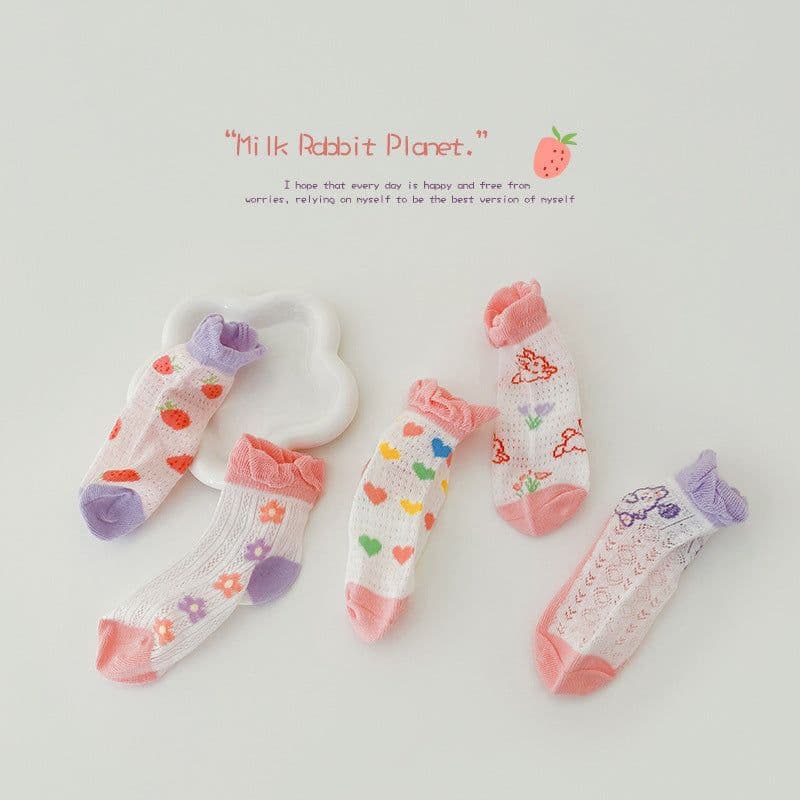 image-Cotton Bubble Mouth Lace Girls Socks