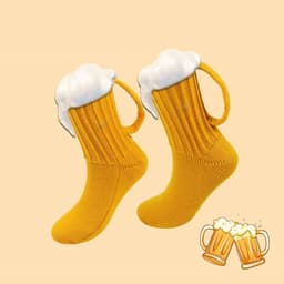image-3D Beer Mug Socks Knit Long Tube Socks Cute Unisex Novelty Winter Warm Beer Socks Double Color Block Floor Socks