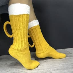 image-3D Beer Mug Socks Knit Long Tube Socks Cute Unisex Novelty Winter Warm Beer Socks Double Color Block Floor Socks