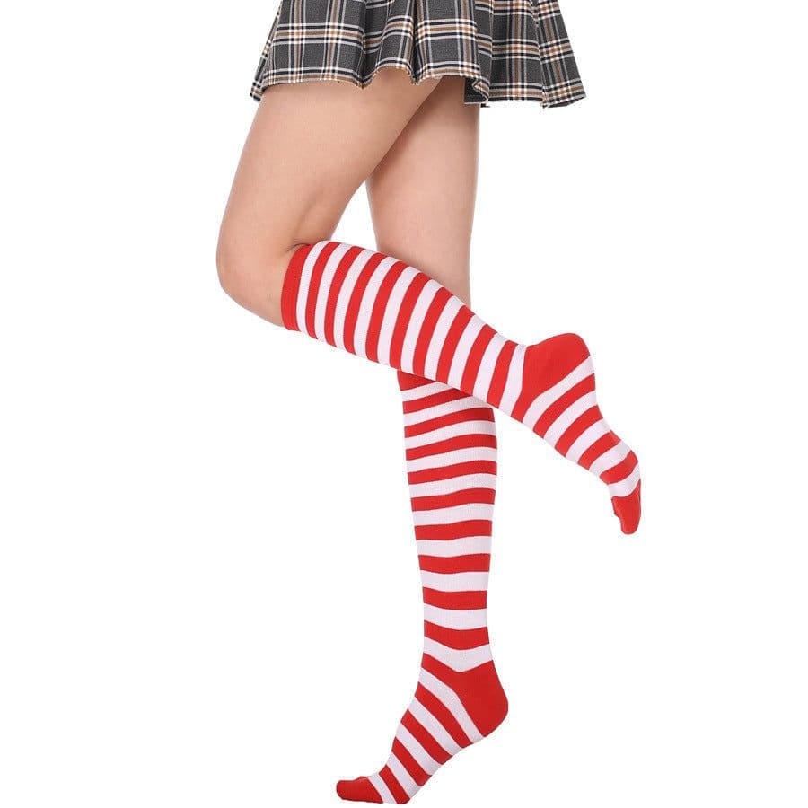 image-Japanese Women's Mid Tube Socks Pinstripe Knee Socks